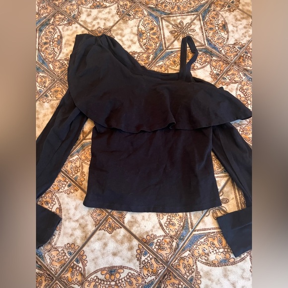 Anthropologie Postmark One Shoulder Long Sleeve medium cotton top boho poplin - Picture 2 of 5